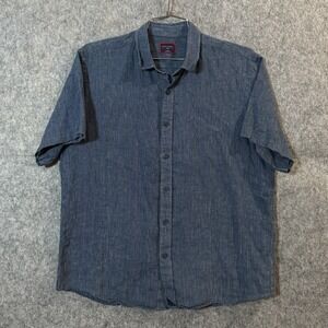 Untuckit Shirt Mens Large Blue Linen Canon Slim Fit Smart Casual Basic Everyday